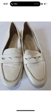 Coach And Four Dana Loafers Cream Leather Upper Slip-On Style Size 8 Casual Wear
