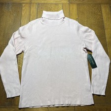 NEW Ralph Lauren 100 Cotton Pink Ribbed Knit Turtleneck Sweater Size 2X