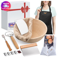GäRköRbchen Sauerteig Brot Back Set Rattan Rund Stoffauskleidung ZubehöR