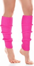 Women's Retro Ribbed Leg Warmers, Neon Rose Red, One Size, Perfect for 80s Parti