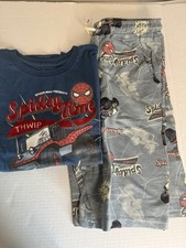Marvel Spider-Man Boys Outfit Set T-Shirt  Shorts Size 10-12 Blue Red Cotton