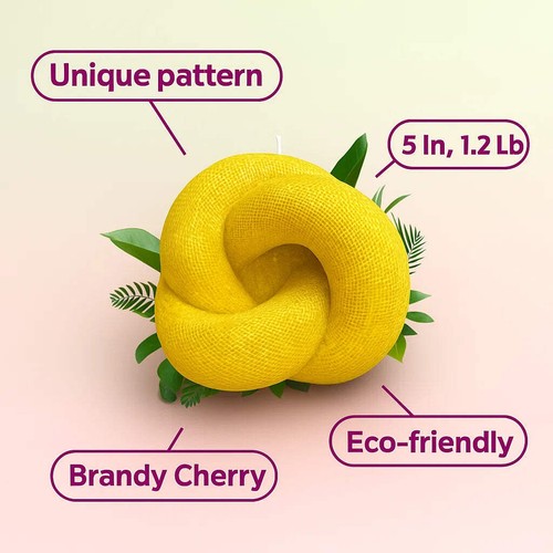 VOSK Handmade Candle - Knot Candle, Yellow Cherry, Brandy Cherry - Picture 3 of 7