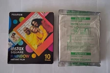 Fujifilm instax Square Instant Film 10 Exposures Rainbow + 10 Standard White= 20