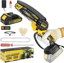 6inch Electric Mini Chainsaw Cordless Saw w/ battery Handheld for Cutting