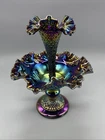 FENTON AMETHYST CARNIVAL DIAMOND LACE ONE HORN EPERGNE