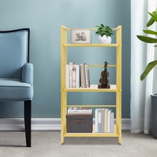 3-Tier Bookshelf Floor Standing, White/Gold, Modern Iron Display Rack 30 lbs