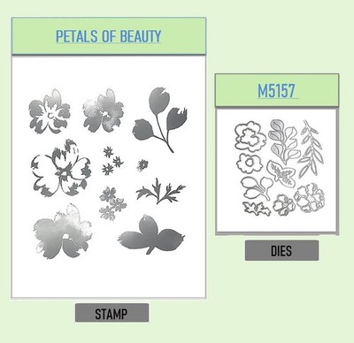 PETALS OF BEAUTY Clear Stamps and Metal Cutting Dies DIY Scrapbooking Album Card
