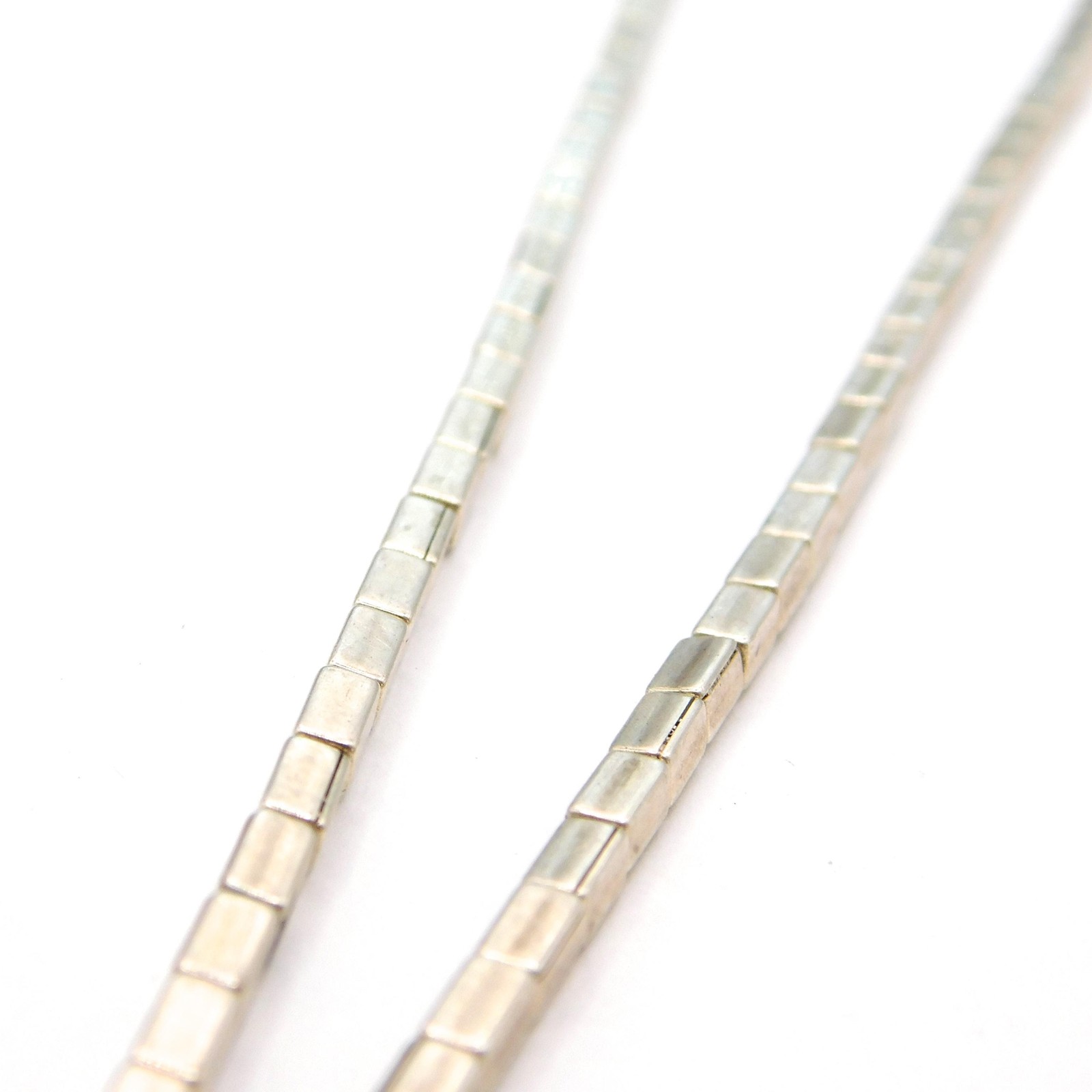 LONG STERLING SILVER RECTANGULAR BEAD LINK NECKLA… - image 5