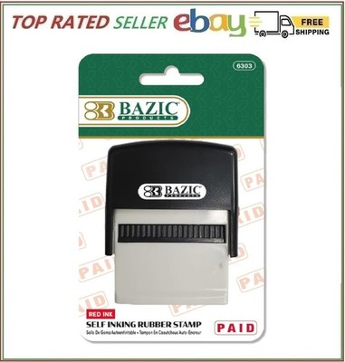 BAZIC Paid Self Inking Rubber Stamp (Red Ink), Stamp Impression Size 1.41'' x ...
