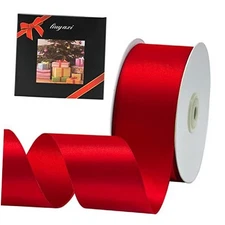  Red Double Faced Satin Ribbon, 2" X 50 Yards, Craft Fabric 2" x 50 Yards red