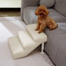 19.7" Extra Wide Adjustable Pet Stairs for Dogs to Get on Bed,Non-Slip Dog Steps