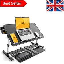 Stylish Black Laptop Bed Table with Drawer, Large Surface & Adjustable Features