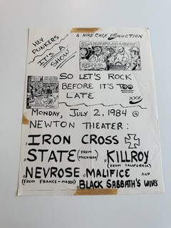 Iron Cross State Killroy Flyer Original Punk Rare DC SOA Skinhead Youth Brigade