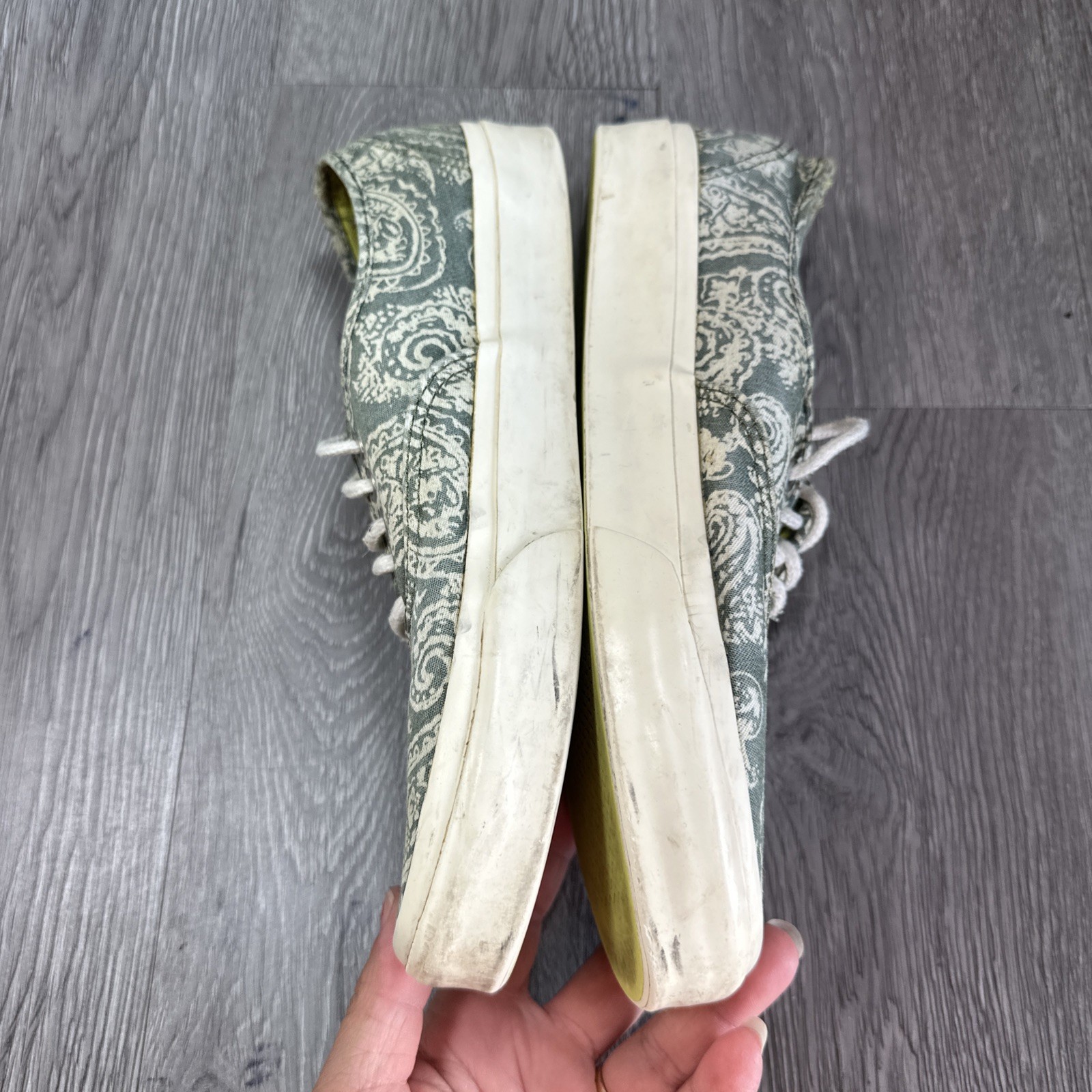 VANS California Denim Paisley Green Bandana Mens 7.5 Off The Wall W 9 image 5