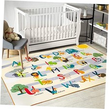 Ashler Kids Rug, Alphabet and Animals Carpet for Playroom, 5 x 2.6 ft Orange