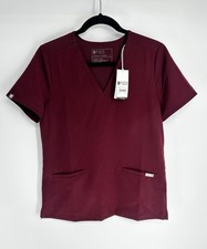 SZ SMALL - NWT Figs Casma Three-Pocket Scrub Top Womens Burgundy FW1100