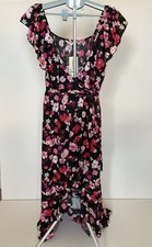 Indulge Floral Ruffle Off The Shoulders Maxi Dress in Pink & Black
