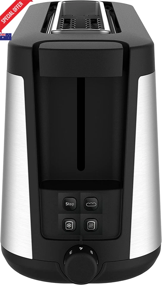 Long Slot Toaster 7 Browning Levels 1000W with Bun Warmer Black Stainless Steel - image 4 of 4