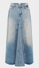 NUEVO CON ETIQUETAS CAMILLA Alika Oasis Odyssey Maxi Falda Denim Línea A Talla L (14) $699 NUEVA