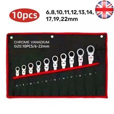 Ratchet Spanners 10PCS Combination Ratchet Wrenches Spanner Tool Set 6mm - 22mm