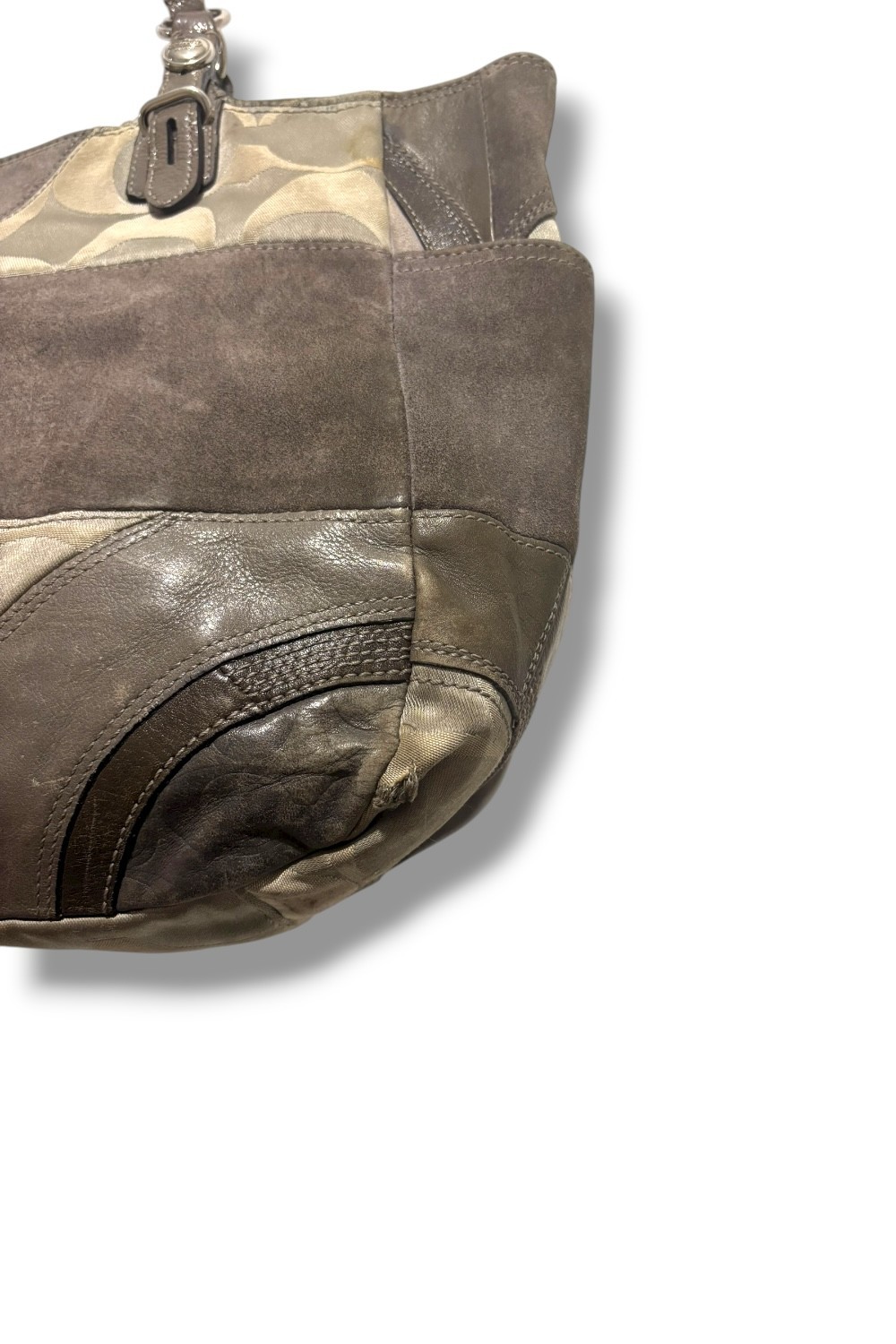 Coach Grey Patchwork Suede & Leather Leopard Prin… - image 7