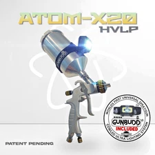 ATOM X20 HVLP Automotive Paint Spray Gun 1.3/1.4 Tip Combo + FREE GunBudd® Light