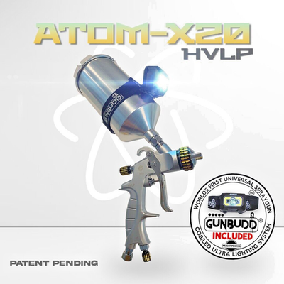 #ad ATOM X20 HVLP Automotive Paint Spray Gun 1.3 1.4 Tip Combo FREE GunBudd® Light $197.00