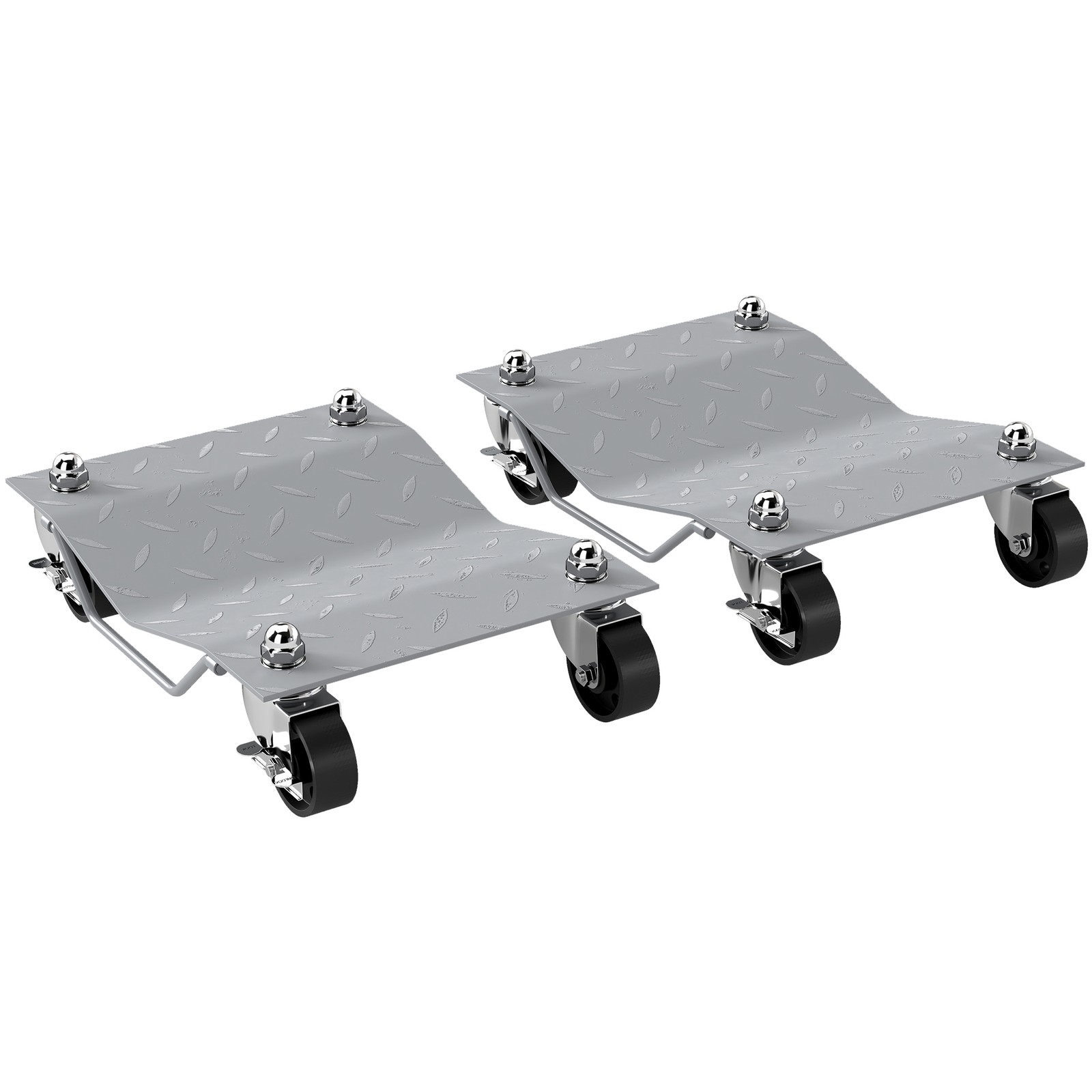DURHAND Set 2 Carrelli Sposta Auto con Ruote Bloccabili in Metallo Antiscivolo