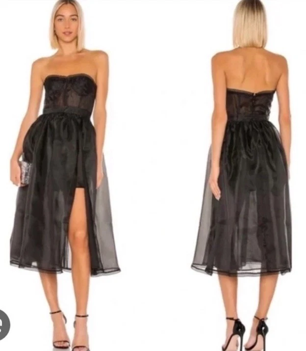 NWT Revolve NBD Imagine Dress in Black/ Corset Bodice and Sheer Sz XS Whimsigoth - Image 2 of 4