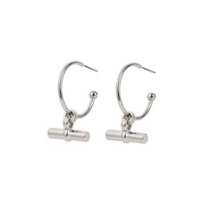 Rhodium Plated T-Bar Drop Earrings