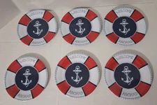 Keller Nash Charles Welcome Aboard Anchor 6" Appetizer Plates Melamine Set Of 6