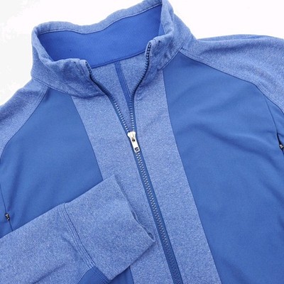 Lululemon Men Jacket Large Tactic Blue Full Zip Pockets Performance Running Gym