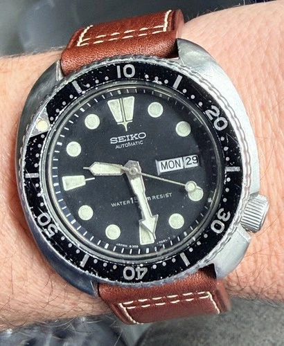 VINTAGE 1980 SEIKO 6309-7040 Automatic Divers 150m Turtle Day Date ORIGINAL 43mm