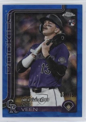 2025 Topps Chrome Update Rookie Debut Blue Wave Refractor 77/150 Zac Veen 14lm