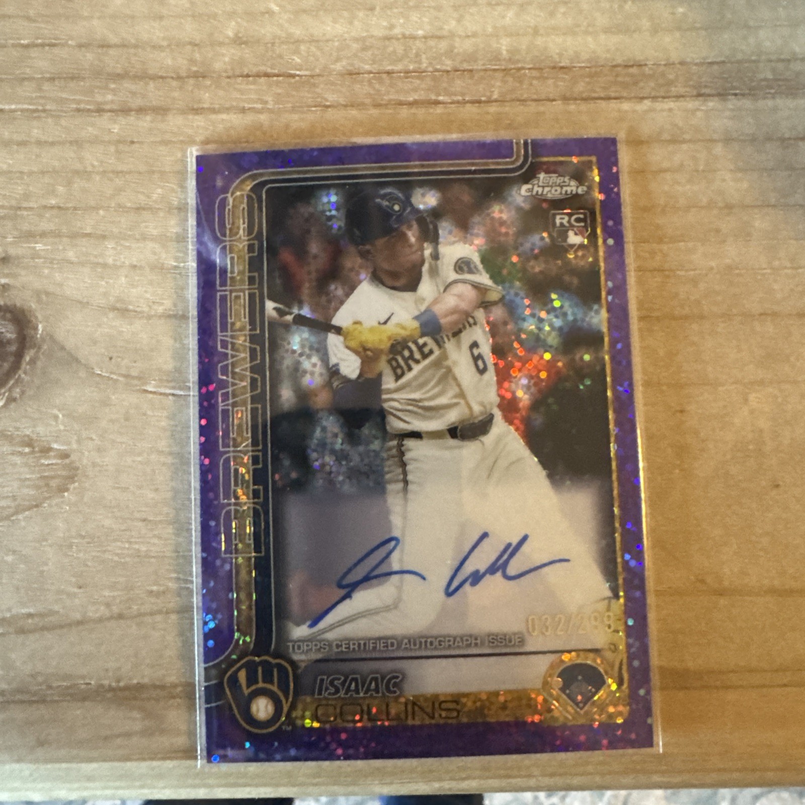 2025 Topps Chrome - Rookie Auto Isaac Collins #RA-IC Purple Refractor /250 RC