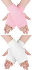 2 Pair Fingerless Gloves Wrist Soft Knitted Flexible Typing Driving Gloves for W