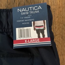 Nautica Men's Blue Comfort Waistband Swim Trunks-Size XLarge Wicking