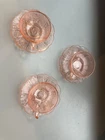 Jeannette Cherry Blossom pink depression glass child's cup and saucer set