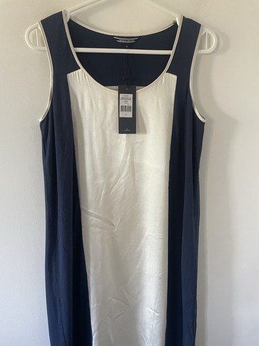 Vestido Tommy Hilfiger NUEVO Azul Blanco Satinado Rayas Verano Flor Scoop Talla XS - Imagen 9 de 16