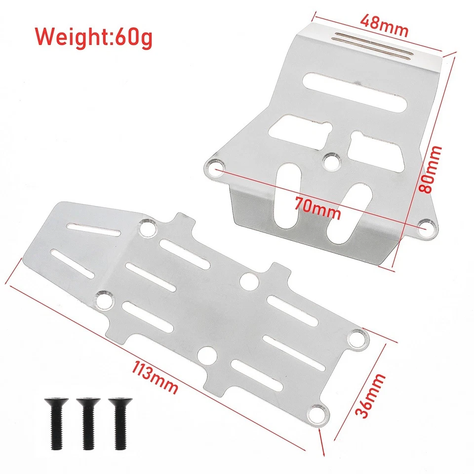 For Tamiya 1/10 Hornet EVO RC Stainless Steel Chassis Skid Plates Set Upgrade - Image 2 of 4