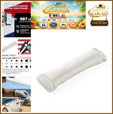White Polyester Rope 1/4 Inch 100 Feet UV Resistant Braided Cord Camping Marine