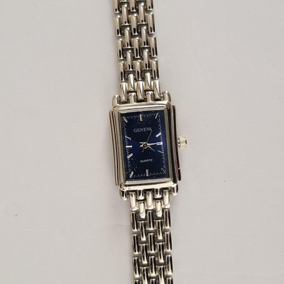 Geneva Womens Watch 18mm Blue Dial Silver Case Stainless Bracelet Quartz