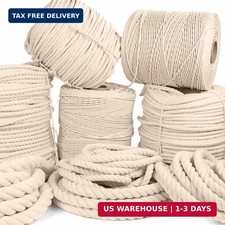 Rope and Cord White Twisted 100 Natural Cotton Rope - Lengths from 10'-600' - 1