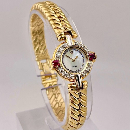 Seiko 1F20-0B70 Diamond Ruby Exceline Shell Damenuhr Batterie ersetzt - Bild 5 von 9