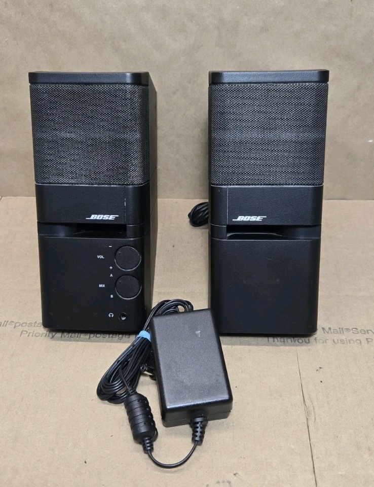 Bose MediaMate Computer Speaker Pair W/ AC Adapter Tested & 