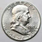 1963 50c Franklin Silver Half Dollar - RAW - Great Looking Coin / Nice Luster