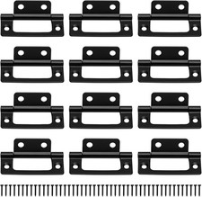 12 Pcs Flush Hinges Black 2 inch, No Mortise Hinges, Door Hinges Internal with