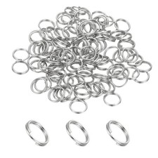Round Split Ring, 100 Pcs 8 mm Small Split Ring with Double Loops Silver
