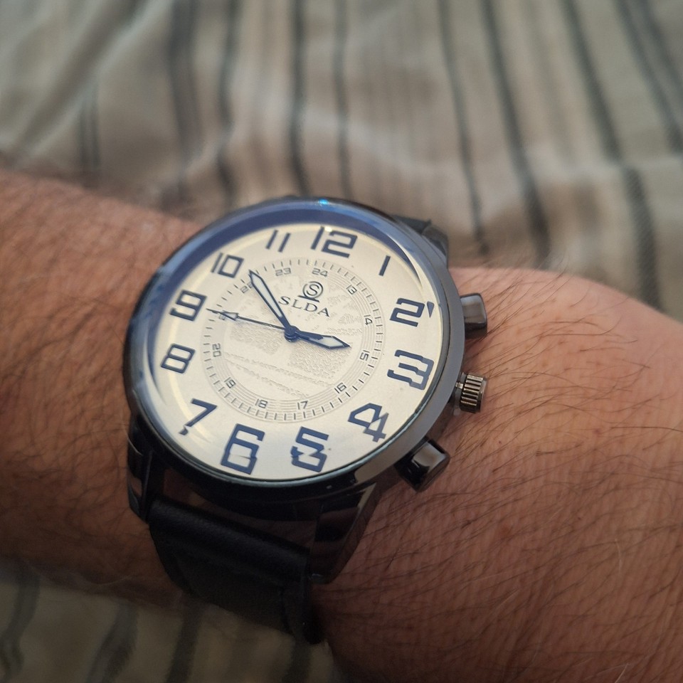 Big Digits Large Men Basic Watch Big Numbers Easy To Read Clear Face White Dial ...
