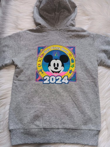 NWT Disney Kids Unisex 2024 Walt Disney World Full Zip Hoodie Gray Size 5/6 - Picture 5 of 7